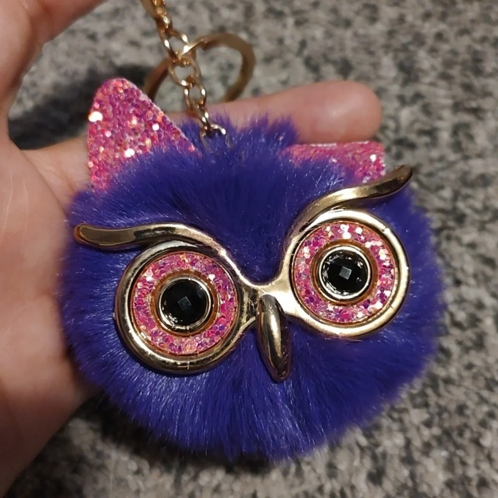 Owl Keychain with Gold Accents